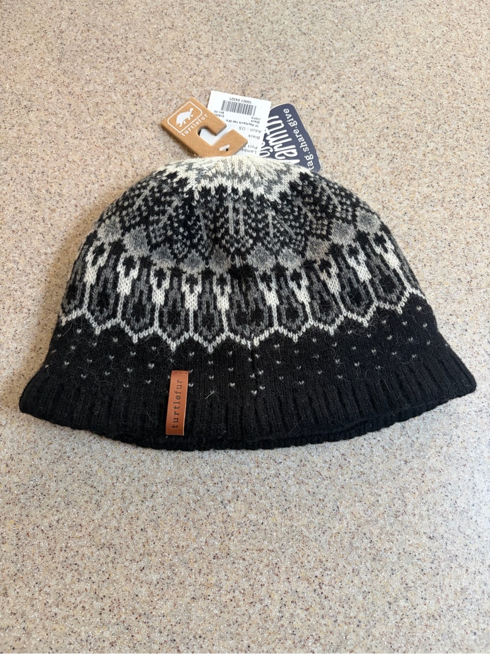Turtlefur Black/Gray Lambswool Beanie with Fleece Lining